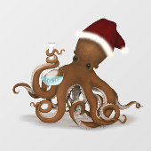 Steampunk Science Octopus met Kerstmis met Kerstmi Raamsticker (Vel)