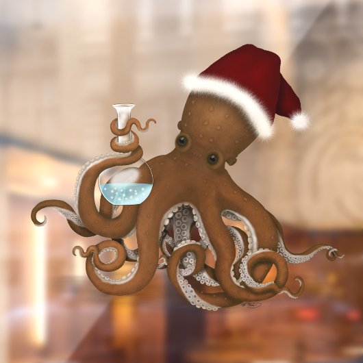 Steampunk Science Octopus met Kerstmis met Kerstmi Raamsticker (Vel 2)