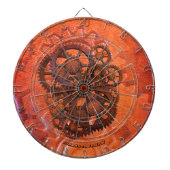 Steampunk Scifi Gears Oranje 19e eeuw Dartbord (Voorkant)
