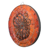 Steampunk Scifi Gears Oranje 19e eeuw Dartbord (Voorkant Rechts)