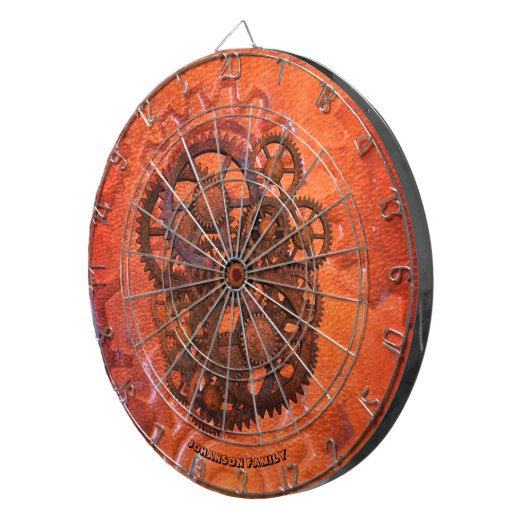 Steampunk Scifi Gears Oranje 19e eeuw Dartbord (Voorkant Rechts)