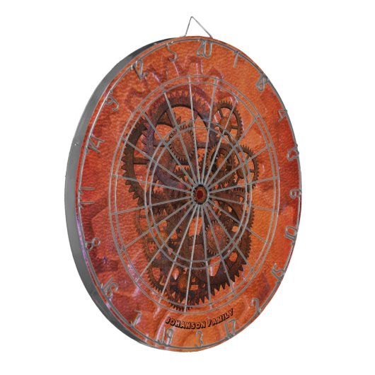 Steampunk Scifi Gears Oranje 19e eeuw Dartbord (Voorkant Links)