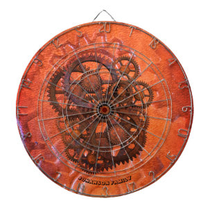 Steampunk Scifi Gears Oranje 19e-eeuwse machine Dartbord