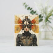 Steampunk Scifi Insect Vrouw Briefkaart (Staand voorkant)