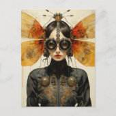 Steampunk Scifi Insect Vrouw Briefkaart (Voorkant)
