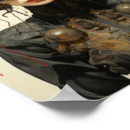 Steampunk Scifi Insect Vrouw Poster (Hoek)