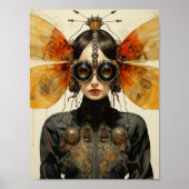 Steampunk Scifi Insect Vrouw Poster (Voorkant)