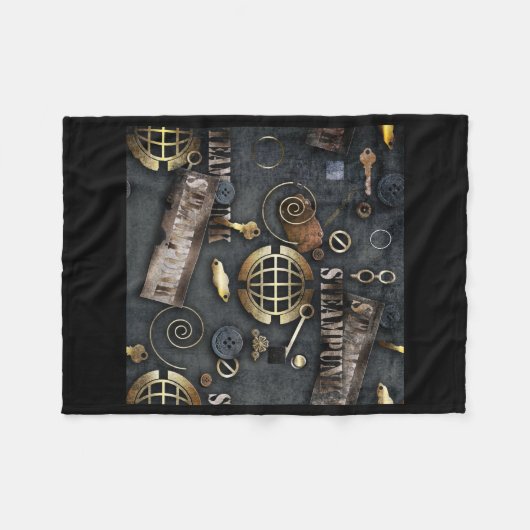 Steampunk, scrapbooking fleece deken (Voorkant (Horizontaal))