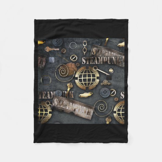 Steampunk, scrapbooking fleece deken (Voorkant)