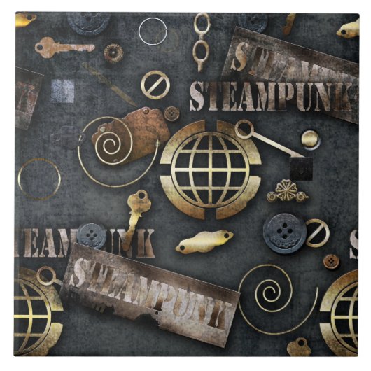 Steampunk, scrapbooking tegeltje (Voorkant)