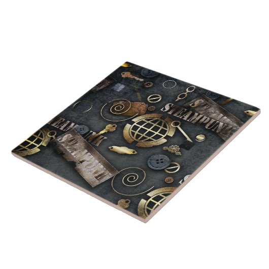 Steampunk, scrapbooking tegeltje (Zijkant)