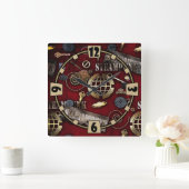 Steampunk, scrapbooking vierkante klok (Huis)