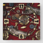 Steampunk, scrapbooking vierkante klok (Voorkant)