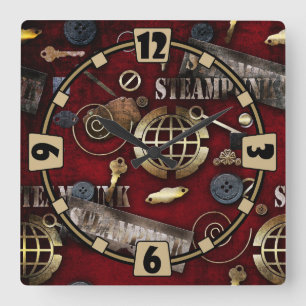 Steampunk, scrapbooking vierkante klok