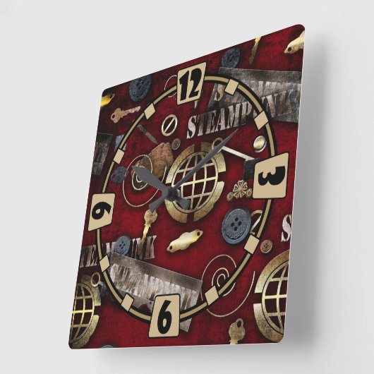 Steampunk, scrapbooking vierkante klok (Hoek)