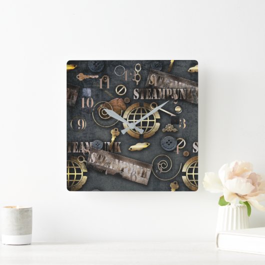 Steampunk, scrapbooking vierkante klok (Huis)