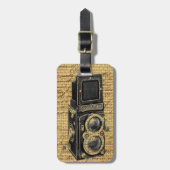 Steampunk scripts Burlap antiek camera Bagagelabel (Voorkant verticaal)