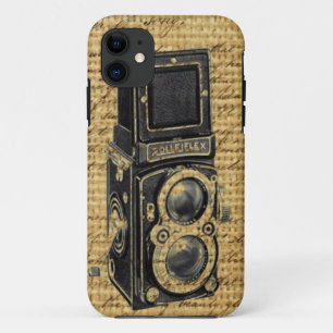 Steampunk  scripts Burlap antiek camera Case-Mate iPhone Case