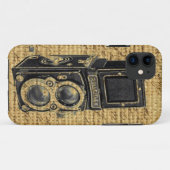Steampunk scripts Burlap antiek camera Case-Mate iPhone Case (Achterkant (horizontaal))