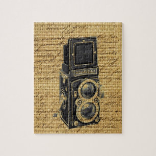 Steampunk scripts Burlap antiek camera Legpuzzel