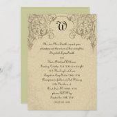 Steampunk Scroll Monogram Weddenschap Kaart (Voorkant / Achterkant)