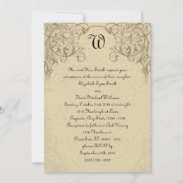 Steampunk Scroll Monogram Weddenschap Kaart