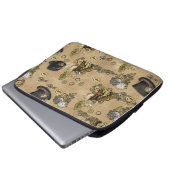 Steampunk-sculpturen op Tan Leather Texture Laptop Sleeve (Voorkant onderkant)