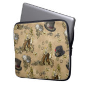 Steampunk-sculpturen op Tan Leather Texture Laptop Sleeve (Voorkant Links)