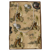 Steampunk-sculpturen op Tan Leather Texture Medium Cadeauzakje (Voorkant)