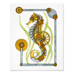 Steampunk Seahorse Foto Afdruk