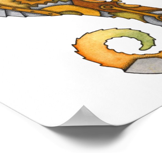 Steampunk Seahorse Poster (Hoek)