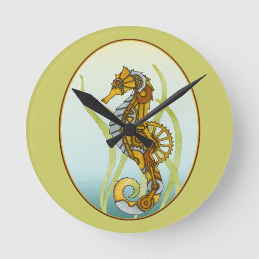 Steampunk Seahorse Ronde Klok (Voorkant)