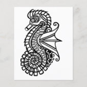 Steampunk Seahorse Stencil Color me in papier (Achterkant)