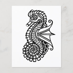 Steampunk Seahorse Stencil Color me in papier