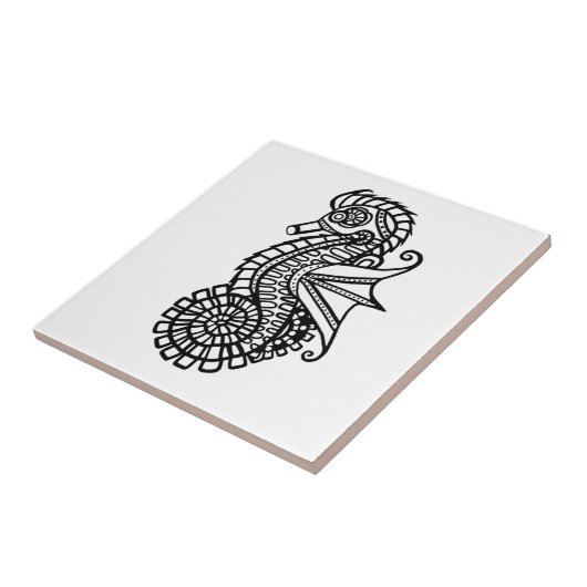 Steampunk Seahorse Stencil Tegeltje (Zijkant)