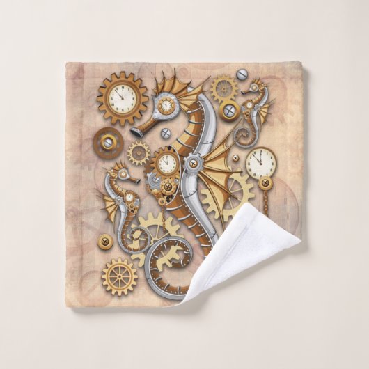 Steampunk Seahorse  Surreal Art Bad Handdoek (Wasdoekje)