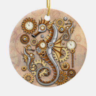 Steampunk Seahorse  Surreal Art Keramisch Ornament