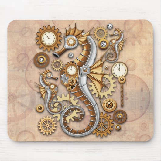 Steampunk Seahorse  Surreal Art Muismat (Voorkant)