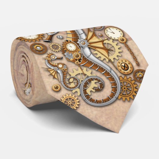 Steampunk Seahorse  Surreal Art Stropdas (Opgerold)