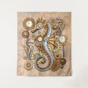 Steampunk Seahorse Surreal Art Wandkleed