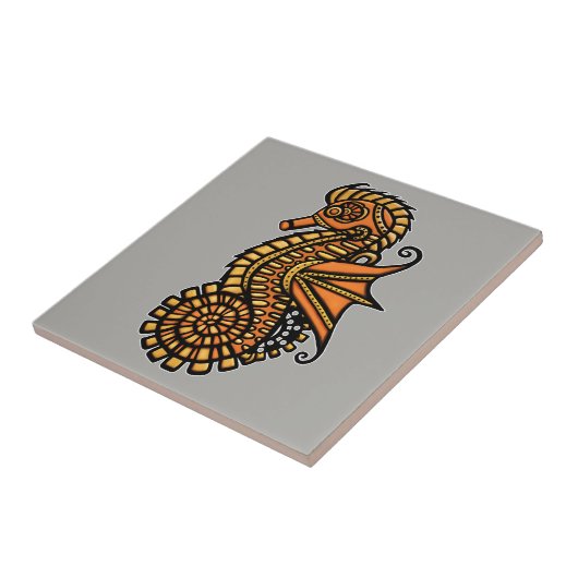 Steampunk Seahorse Tegeltje (Zijkant)