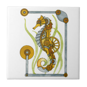 Steampunk Seahorse Tegeltje