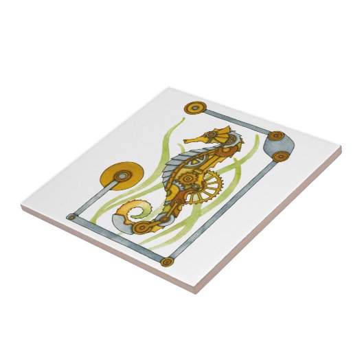 Steampunk Seahorse Tegeltje (Zijkant)