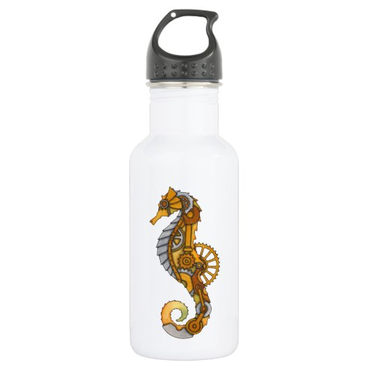 Steampunk Seahorse Waterfles (Voorkant)