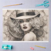 Steampunk Sepia Blondine Lady Decoupage Tissuepapier (Craft)