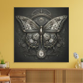 Steampunk Serenity - Butterfly Digital Art Canvas Afdruk (Insitu (Woonkamer))