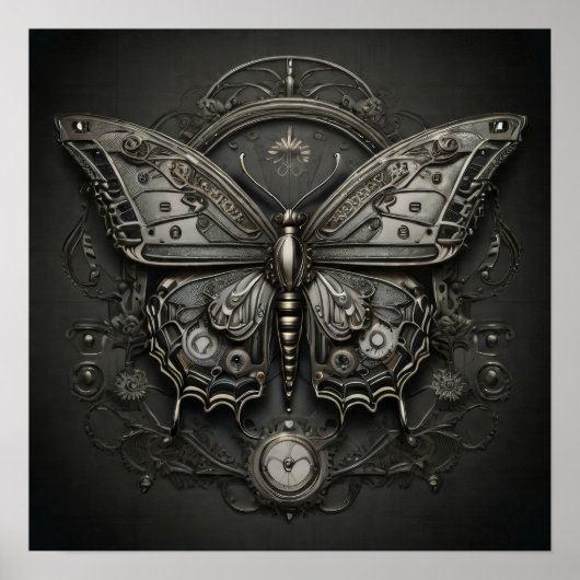 Steampunk Serenity - Vlinder digitale kunst Poster (Voorkant)