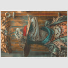 Steampunk Sheriff Alligator Decoupage Tissuepapier