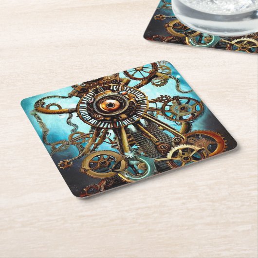 Steampunk Ship Wheel Eye Kartonnen Onderzetters (Schuin)