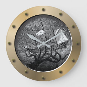 Steampunk Ships Porthole Giant Octopus Kraken Grote Klok